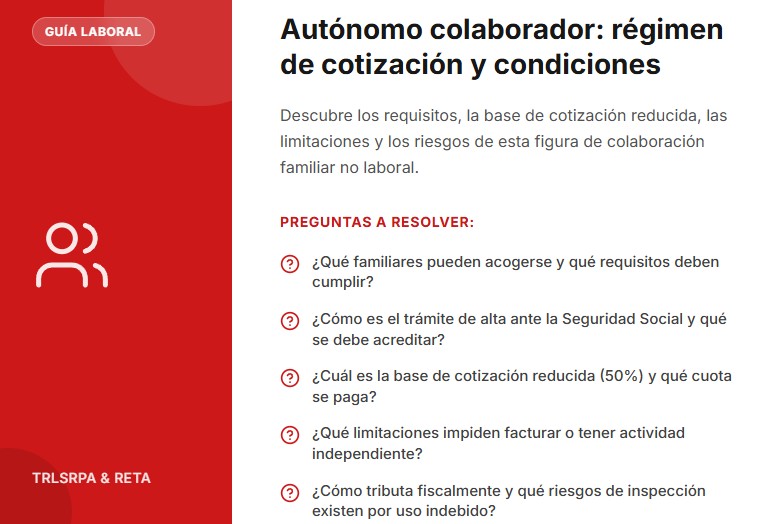 Autónomo colaborador: régimen de cotización y condiciones