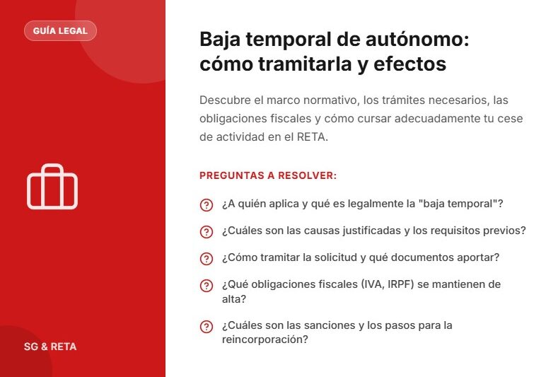 Baja temporal de autónomo: cómo tramitarla y efectos