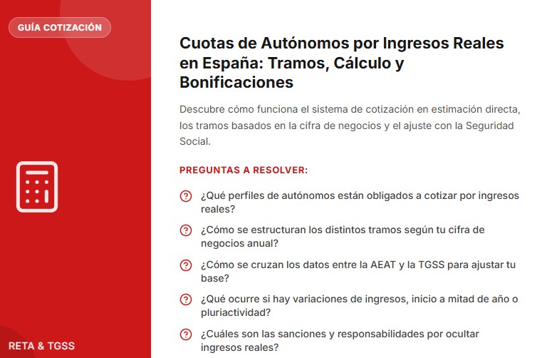 Cuotas de Autónomos por Ingresos Reales en España: Tramos, Cálculo y Bonificaciones