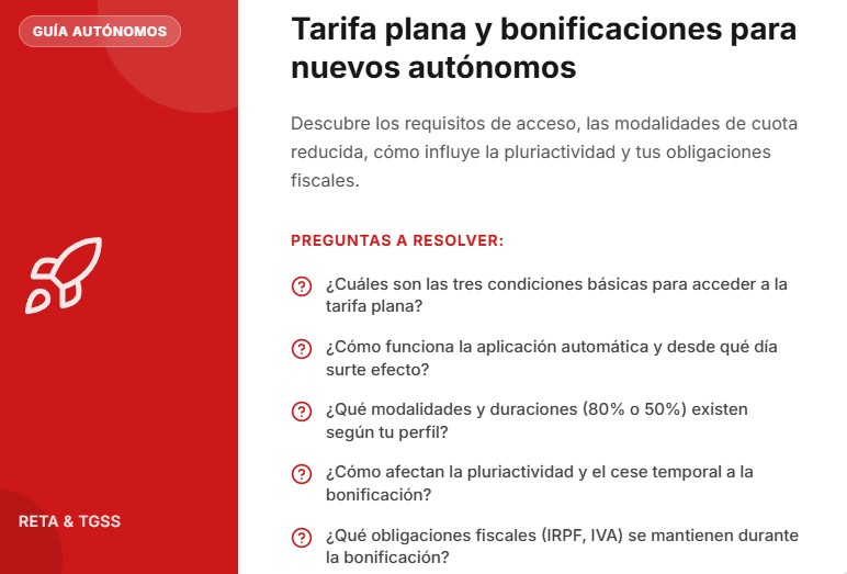 Tarifa plana y bonificaciones para nuevos autónomos